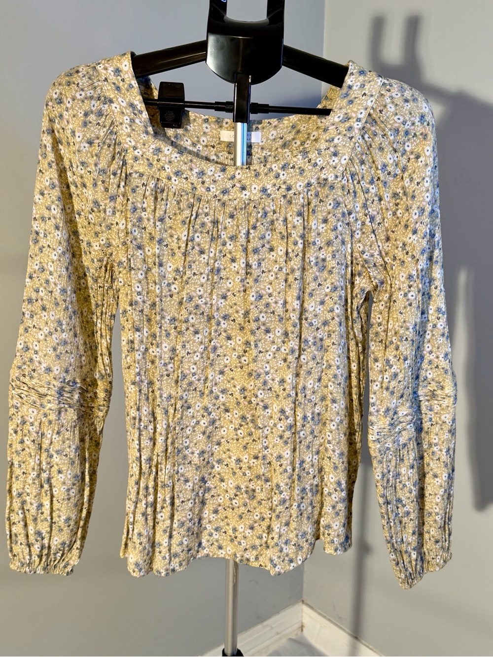 LC Lauren Conrad Yellow Floral Peasant Blouse